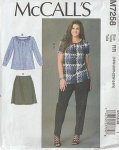TOP, FALDA, PANTALONES PARA MUJER - McCall's Pattern 7258 (Talla 18W- 24W) - Imagen 1 de 2
