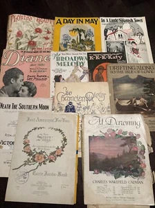 Lot of 1900-20s Piano Music Sheets Musicals Broadway Seven Songs - Picture 1 of 4