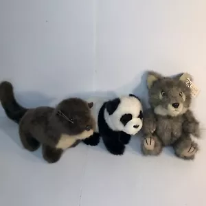 Animales salvajes realistas bebés peluches animales lobo nutria panda - Imagen 1 de 15