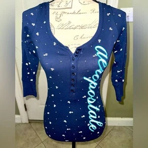 Aeropostale Vintage Y2K 3/4 Sleeve Henley Top Small EUC - Picture 1 of 5