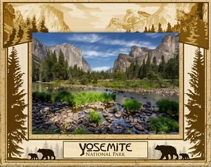 Marco de madera grabado con láser del Parque Nacional de Yosemite paisaje (5 x 7) - Imagen 1 de 2
