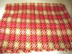 RED WHITE GEOMETRIC PLAID COTTON BLEND FABRIC 2 YDS 45" WIDE - Picture 1 of 3