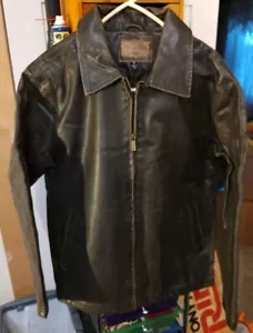 Vintage Arizona Jeans Company Faux Leather Motorcycle Bomber Jacket Brown M - Picture 1 of 8
