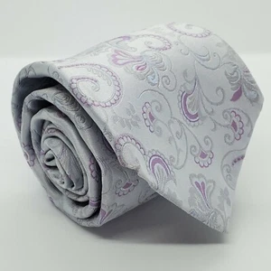 Corbata de cuello Robert Talbott Best of Class 58L rosa plata floral seda para hombre - Imagen 1 de 5