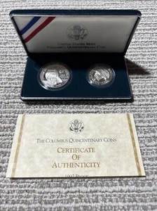 1992 United States Mint Columbus Quincentenary Coins Uncirculated - 2 Coin Set - Picture 1 of 2