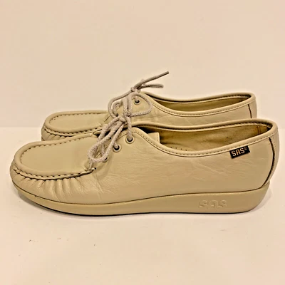 Zapatos de cuero SAS BOUNCE marfil topo tacón de cuña Oxford sin usar, en caja, cómodos con cordones 9,5 N Foto 1 de 4