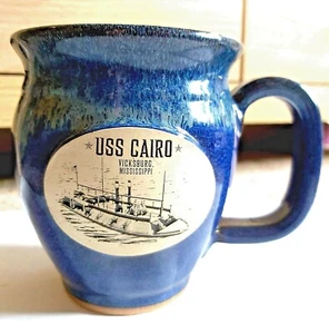 USS Cairo Vicksburg Mississippi Commemorative Blue Ceramic Cup / Mug - Picture 1 of 4