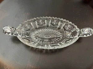 Vintage STARBURST SAWTOOTH Cut Glass/Crystal Serving Dish W/Handles *FREE SHPNG* - Picture 1 of 6