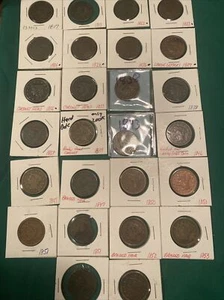 26-teiliges Set US Large Cents 1817 Coronet Kopf - 1853 geflochtenes Haar mit 1839 Booby - Bild 1 von 13