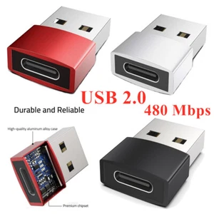 USB 2.0 Type C Female to USB A Male Adapter Converter Charger Connector Plug - Photo 1 sur 21