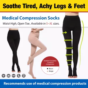 20-30 mmHg Medical Compression Pantyhose Support Hose Varicose Veins Stockings - Picture 1 of 14