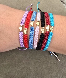 Handmade Bracelets with 14k Plated Gold Heart Bead, Custom Friendships and Love - Picture 1 of 10