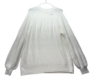 Style and Co Sweater Womens plus size 2X Ivory Knit Pullover Cotton Blend New - Picture 1 of 6
