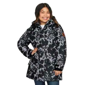 Roxy Youth Girls Parka Jacket Black Print Heavyweight - Picture 1 of 5