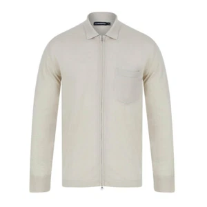 J LINDEBERG MEN'S NYLE MERINO LIGHT WEIGHT KNIT CARDIGAN IN SAND GREY/ BNWT / - Picture 1 of 2