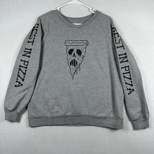 Rest In Pizza Sweatshirt Youth Boys XL Gray Longsleeve Lightweight Funny Skull - Picture 1 of 4