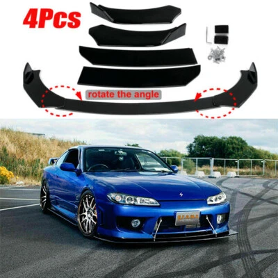 Kit spoiler divisor de lábios para Nissan S15 200SX Silvia preto brilhante parachoque dianteiro - Imagem 1 de 4