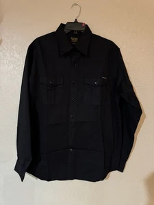 CIVILIANAIRE Size L Men’s Shirt Long Sleeve Front Pockets Cotton Black - Picture 1 of 3