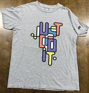 Vintage Nike Just Do It Abstract Herren T-Shirt Größe Large Grau Einzelnaht - Bild 1 von 16