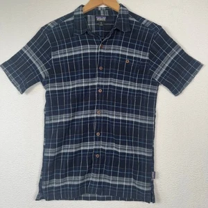 Patagonia Button Up Organic Cotton Men XS Plaid Seersucker Blue Short Sleeve - Picture 1 of 7