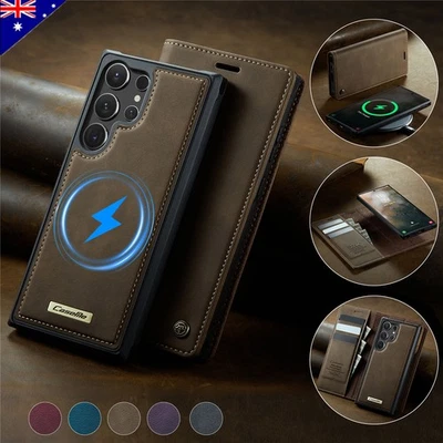 Magnet Magsafe Leather Wallet Case For Samsung S25 FE S24 S23 S22 S21 Ultra Plus - image 1 of 4