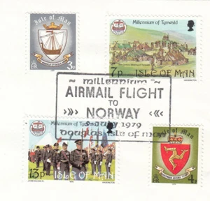 (140072) Norway Links to Past GB Isle of Man Used stamps 1979 ON PIECE - Picture 1 of 1