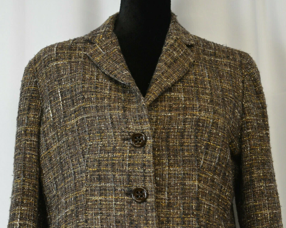 Chaqueta Blazer Agnona Talla 46/12 EE. UU. Hilos Boucle Abotonada Italia Marrón Multicolor Foto 1 de 4