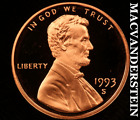 1993-S Lincoln Memorial Cent - Seltene Wahl Edelstein Proof keine Reserve #V1619