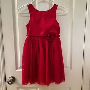 H&M Red Sparkle Tulle Party Dress Rosette Holidays Christmas Girls Size 6X - Picture 1 of 10