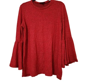 IZ Byer Girls Crew Neck Sweater Tunic Size XXL Red Long Bell Sleeves Holiday - Picture 1 of 10