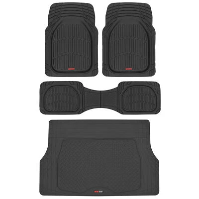 Conjunto de 4 peças preto resistente, forro de carga tapetes de borracha MotorTrend prato profundo - Imagem 1 de 4