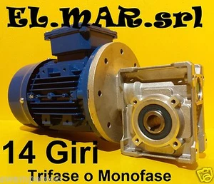 Motoriduttore 14 Giri HP 0,25 Riduttore di giri Motore Monofase Trifase Kw 0,18 - Foto 1 di 5