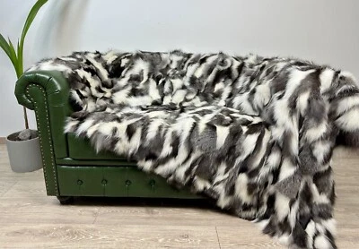 Luxury platinum fox fur blanket throw. Real fur blanket - Image 1 of 4