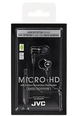 JVC HA-FRD60 BLACK InEar Stereo Headphone w/Remote&Mic Micro-HD driver - Image 1 of 2