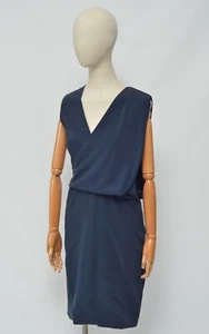 GUCCI Luxury Women's Navy Blue Midi Dress Size 42 Made in Italy - Picture 1 of 14
