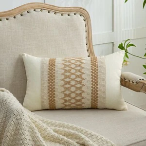 Throw Pillow Covers 12 x 20 Inch 1PC for Farmhouse Living Room, Cotton & Burl... - Picture 1 of 6