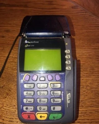 Verifone Omni 3750 POS Credit Card Terminal Chip Reader SOLD AS IS *POWERS ON - Image 1 of 4
