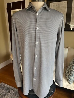 Mizzen+Main Mens XL Tall Trim Fit Spinnaker Collection Shirt  Black White Check - Image 1 of 4