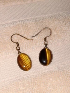 Schöne Vintage Tigerauge Ohrhänger/Ohrhänger - Bild 1 von 5