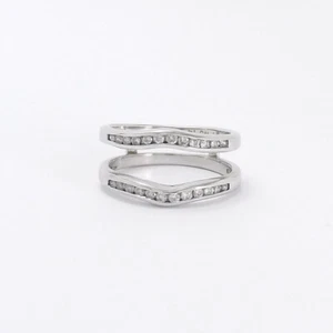 14k White Gold Channel Set Diamond Engagement Ring Enhancer Insert Wedding Band - Picture 1 of 12