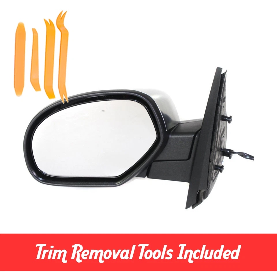 New Driver Side Brushed Chrome Heated Power Mirror For 2007-2014 Suburban Yukon - Image 1 of 4
