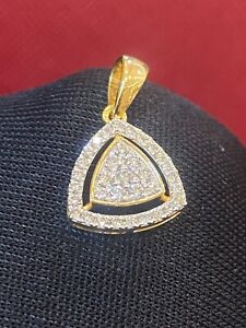 Pave 0.40 TCW Round Brilliant Cut Natural Diamonds Halo Pendant In Fine 14K Gold