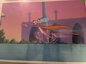 PINK PANTHER VINTAGE ORIGINAL PRODUCTION ANIMATED CEL+DRAWING+BACHDROP 11" x 13" - Picture 1 of 2