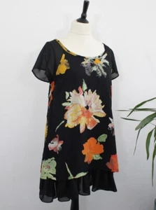 Vintage 1990s Bold Floral Strappy Dress Underlayer Grunge CASUAL 90s Dress 12 - Picture 1 of 5