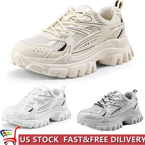 Women's Platform Chunky Fashion Walking Sneakers Workout Casual Shoes Size 6-11 - Picture 1 of 21
