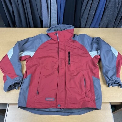 Cabela's Winter Coat Jacket Mens Medium Red Gray Nylon Lined Full Zip - Image 1 of 4