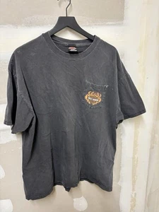 Vintage Harley-Davidson Pocket T-Shirt XXL Black Flame Logo USA Fabric - Picture 1 of 5