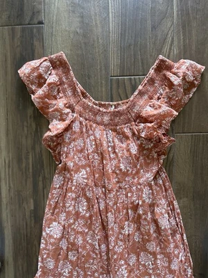 Free People Smocked Floral Maxi Dress Flutter Sleeve Boho Prairie S - Image 1 of 4