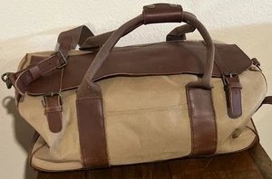 L.L.Bean Signature Canvas & braun Echtleder Seesack Handgepäck 20 Zoll - Bild 1 von 16