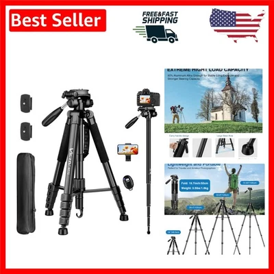 Multi-Functional 72" Tripod & Monopod with 3-Way Swivel Head for Perfect Shots - Image 1 of 4